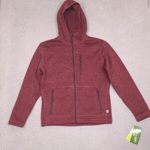 Lake & Trail Mens Full Zip‎ Jacket Hoodie Medium Burgundy Red Thermal Fleece NWT
